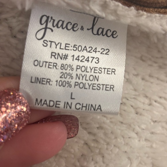 Grace & Lace Brown Corduroy Y2K Inspired Teddy Jacket with Cream Lining - Picture 8 of 9